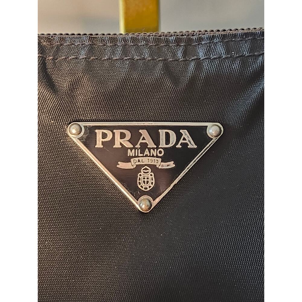 Prada Black Nylon Tote Bag Leather Handles Made in Italy Authenticity Card - Picture 2 of 15